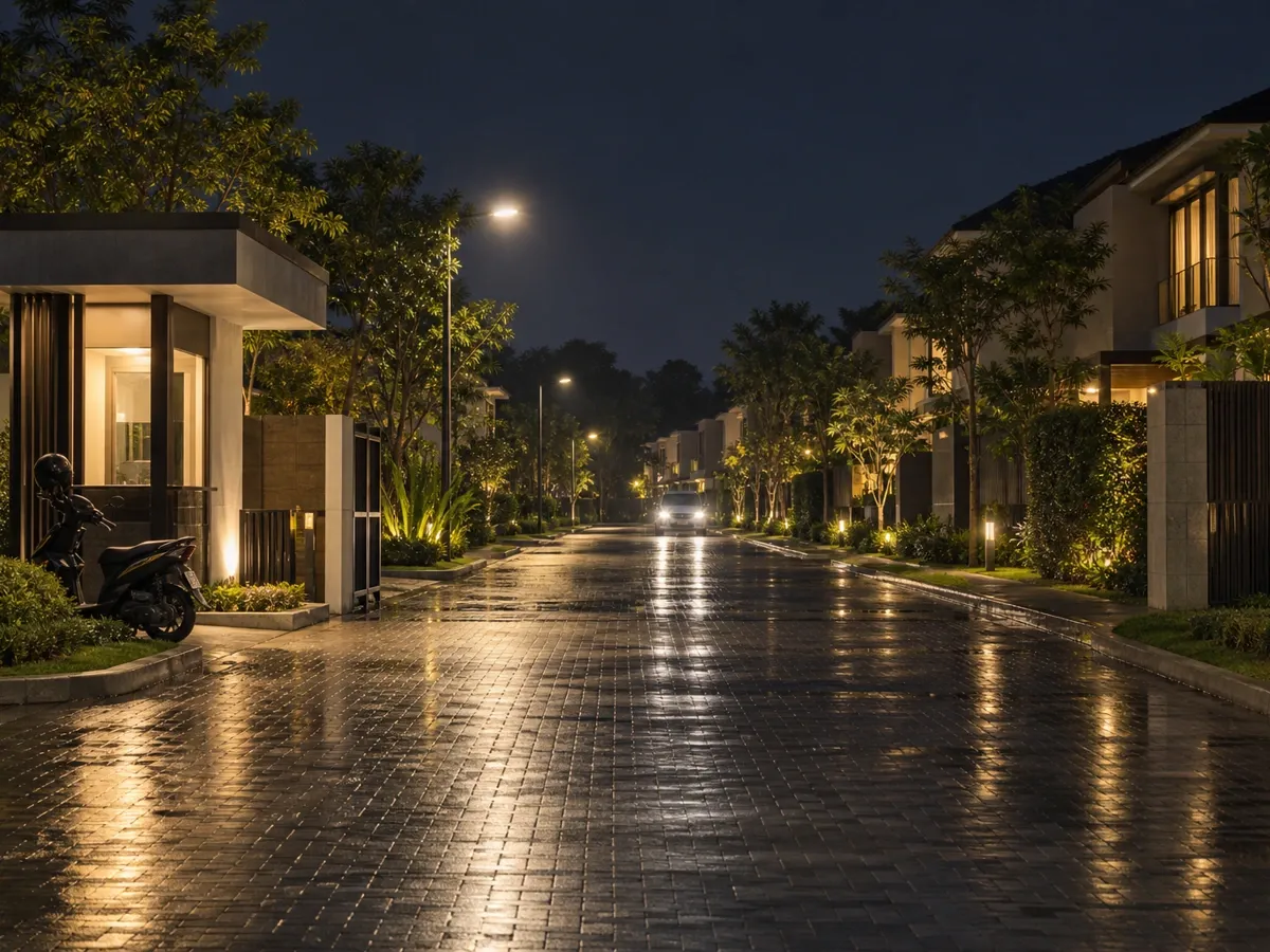 Boulevard kawasan pada malam hari